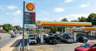 Estación de servicio con precios de gasolina superando los 4 dólares por galón