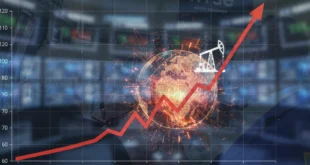 Gráfico financiero mostrando el aumento en los precios del petróleo por crisis geopolítica.