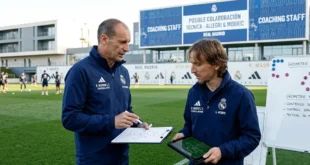 Massimiliano Allegri y Luka Modric en una posible colaboración técnica para el Real Madrid