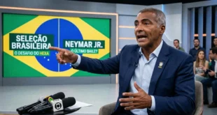 Romario gesticulando durante una entrevista sobre la selección brasileña y Neymar