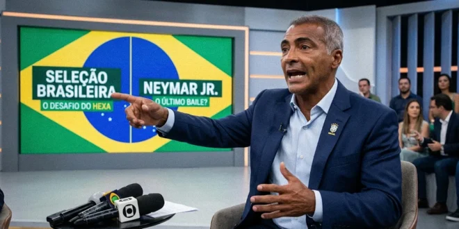 Romario gesticulando durante una entrevista sobre la selección brasileña y Neymar