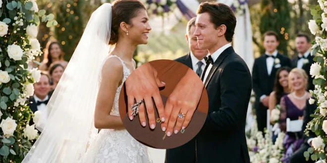 Zendaya luciendo un anillo de diamantes en la alfombra roja de los Oscar
