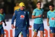 Jugadores de la selección de Brasil en entrenamiento