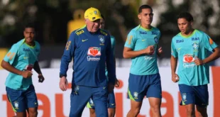 Jugadores de la selección de Brasil en entrenamiento