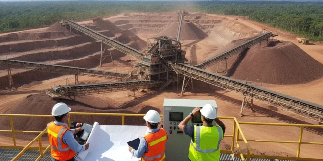 Instalaciones de manejo de material rocoso en el proyecto Cobre Panamá bajo supervisión técnica