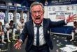 Caricatura de Florentino Pérez enojado en el vestuario del Real Madrid tras la eliminación de Champions