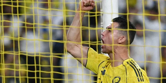 Cristiano Ronaldo celebrando un doblete con el Al Nassr en la liga saudí