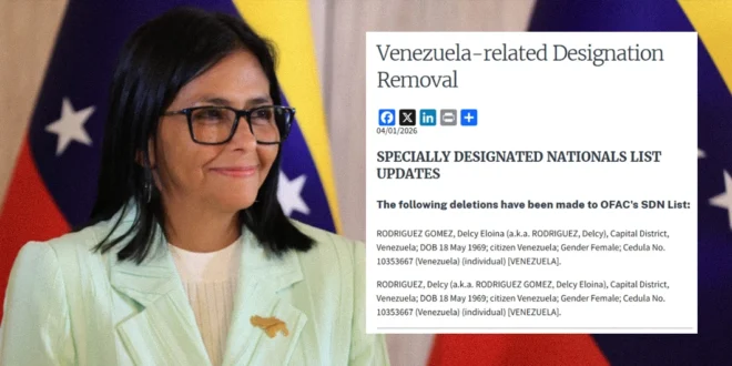 Levantamiento de sanciones de EE.UU. a Delcy Rodríguez