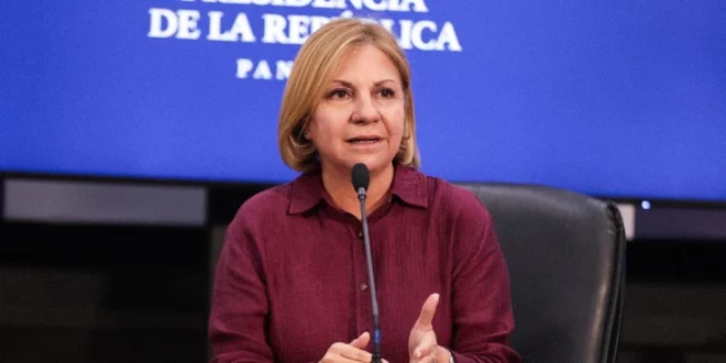 Ministra de Gobierno, Dinoska Montalvo, en conferencia de prensa