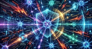 Representación abstracta de ciberseguridad y redes neuronales artificiales