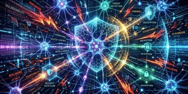 Representación abstracta de ciberseguridad y redes neuronales artificiales