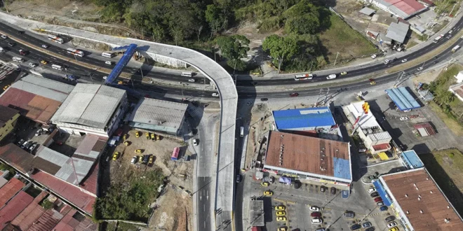 Vista aérea de las obras del Intercambiador La Cabima ejecutadas por Constructora MECO