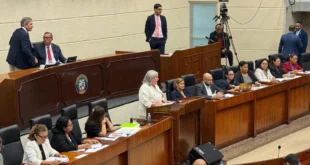 Ministra Beatriz Carles durante su comparecencia en el pleno de la Asamblea Nacional de Panamá