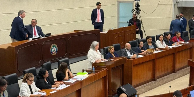 Ministra Beatriz Carles durante su comparecencia en el pleno de la Asamblea Nacional de Panamá
