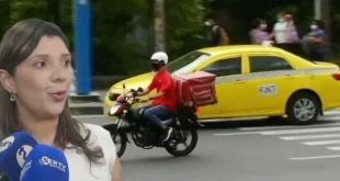Ministra de Trabajo de Panamá rindiendo declaraciones a la prensa.