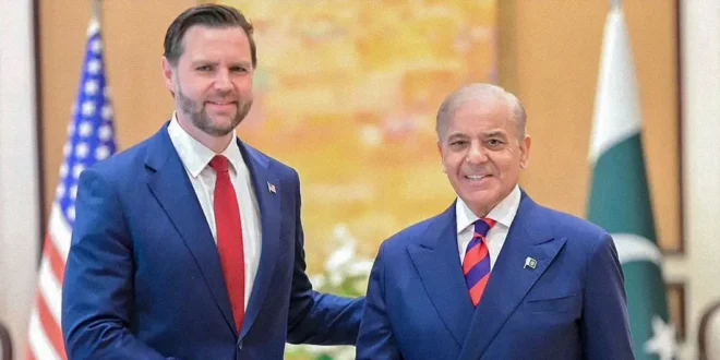 JD Vance recibido por Shehbaz Sharif, primer ministro de Pakistán