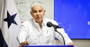 El presidente José Raúl Mulino durante una conferencia de prensa sobre el uso de fondos discrecionales.