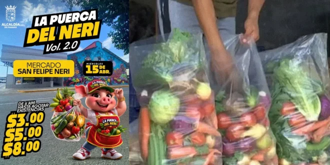 Bolsas de alimentos surtidos en el Mercado San Felipe Neri disponibles para la venta