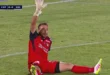 Sebastián Pérez, arquero de Palestino, celebrando una atajada en la Copa Sudamericana.