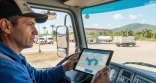 Transportista panameño utilizando la plataforma digital para solicitar el subsidio de combustible