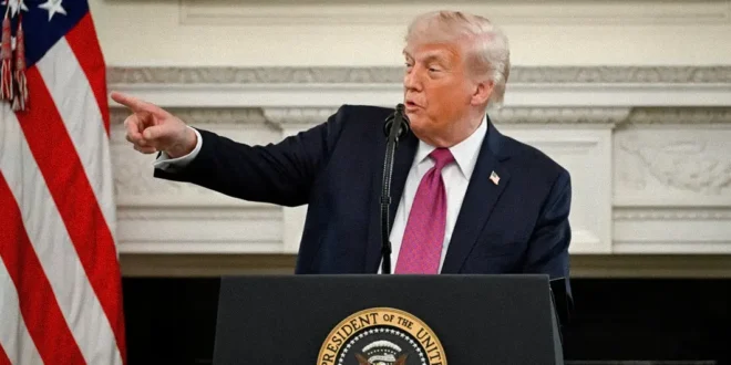 Donald Trump durante una conferencia de prensa sobre política exterior