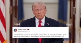 Donald Trump anunciando negociaciones diplomáticas entre Israel y Líbano