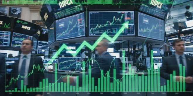 Pantallas de trading en Wall Street mostrando indicadores en verde durante una jornada de alta volatilidad