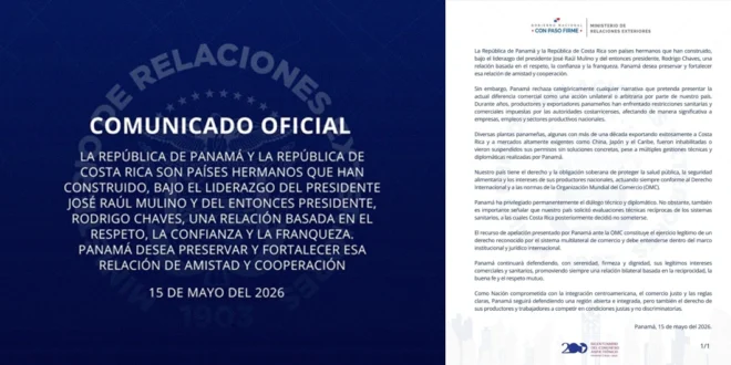 Comunicado oficial de la Cancillería Panamá sobre relaciones comerciales