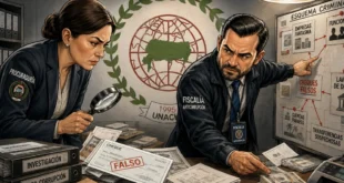 Agentes de la Fiscalía Anticorrupción y Procuraduría de Panamá investigando documentos financieros de la Unachi.