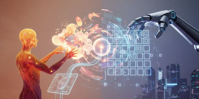 Representación conceptual de la interacción humana frente a la automatización de la Inteligencia Artificial