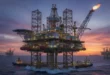 Plataforma petrolera operando en alta mar representando la industria energética global