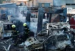 Edificio residencial dañado en Kiev tras el ataque con misiles rusos en Ucrania.