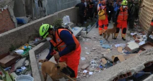 Equipo de bomberos panameños USAR trabajando en zona de desastre en Venezuela