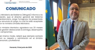 Renuncia de Jorge Torregrosa al Sistema Penitenciario de Panamá