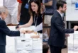 Florentino Pérez y Enrique Riquelme votando en las elecciones presidenciales del Real Madrid