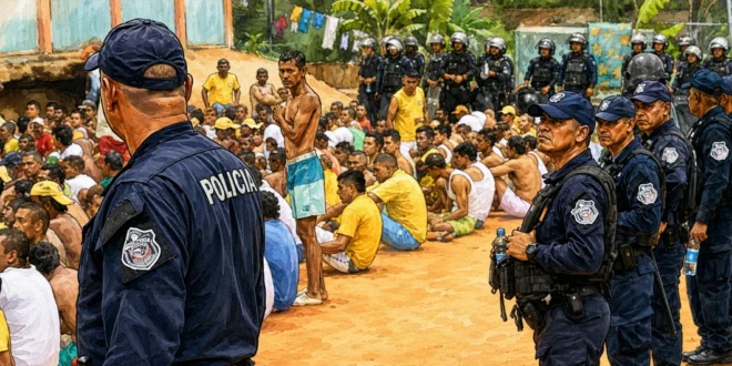 Vista del centro penitenciario La Joyita en Panamá durante un operativo de seguridad