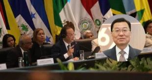 El canciller Javier Martínez-Acha durante su intervención en la Asamblea General de la OEA.
