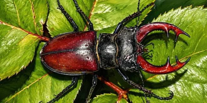 Primer plano del escarabajo Sternacutus crucolon, una nueva especie descubierta en los bosques tropicales de Colón, Panamá.