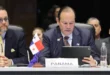 Canciller de Panamá Javier Martínez-Acha Vásquez en la Cumbre del Mercosur defendiendo la integración regional y la democracia.