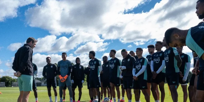 Jugadores de la selección de fútbol de Panamá entrenando bajo la dirección técnica de Thomas Christiansen para el Mundial 2026