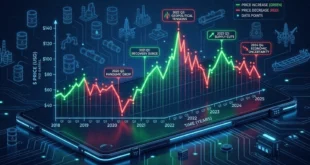 Gráfico de fluctuación del precio del petróleo en mercados internacionales