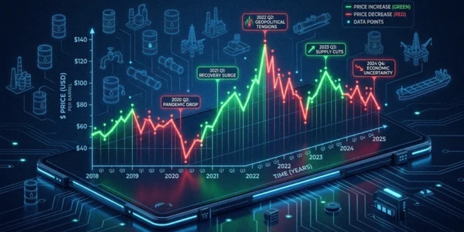 Gráfico de fluctuación del precio del petróleo en mercados internacionales