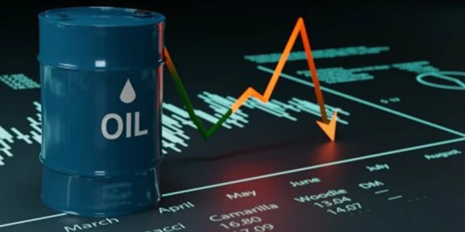 Gráfico de fluctuación de precios del petróleo crudo tras noticias geopolíticas
