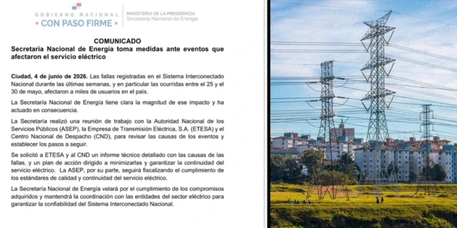 Medidas de la Secretaría Nacional de Energía ante fallas del Sistema Interconectado Nacional