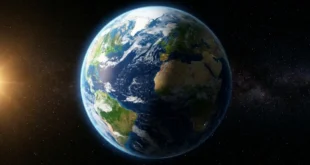 Representación astronómica de la Tierra inclinada hacia el Sol durante el solsticio de verano