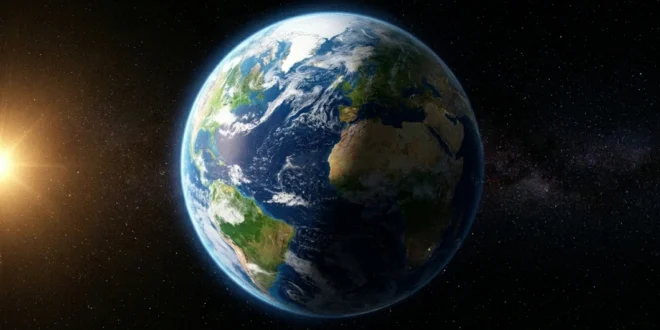 Representación astronómica de la Tierra inclinada hacia el Sol durante el solsticio de verano