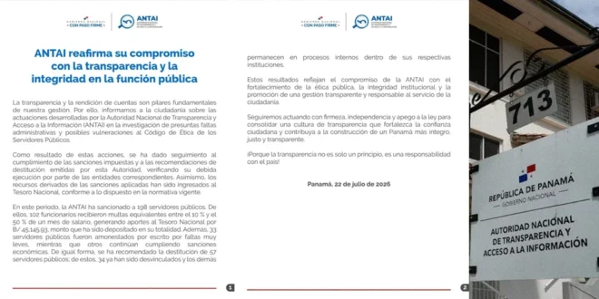 Sanciones de la ANTAI a servidores públicos en Panamá