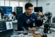Estudiante panameño trabajando en investigación tecnológica avanzada