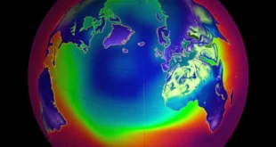 Representación científica de la capa de ozono y la estratósfera terrestre