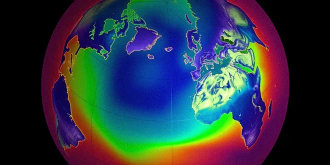 Representación científica de la capa de ozono y la estratósfera terrestre